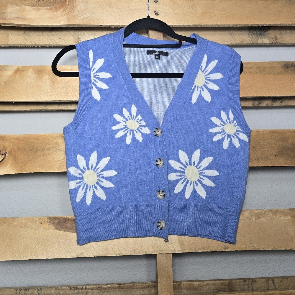 Blue Floral Women's Sweater Vest Size:XS